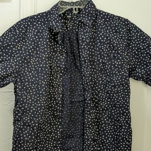 Uniqlo Men’s Sz XS Navy Blue patterned Short Sleeve Button Down